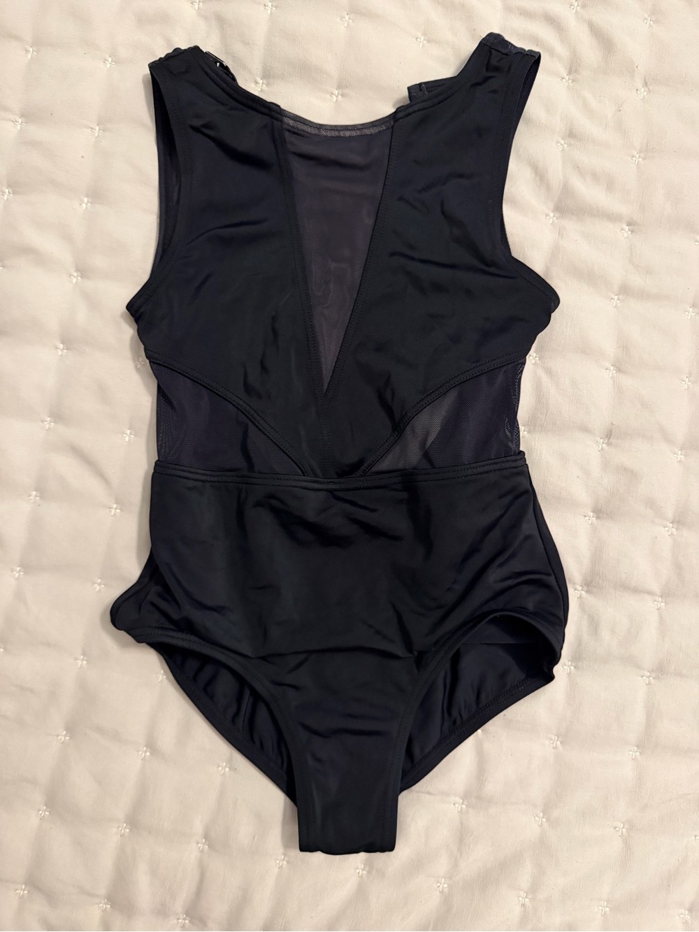 balera Black Girls' One-Piece Swimsuit with Mesh V-Inset